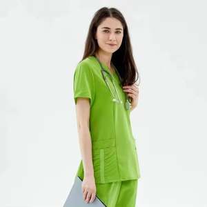 Nuevos Uniformes Médicos Personalizados con Logotipo, Uniformes de Hospital de Tela de Poliéster para Mujer, Uniformes de Enfermería Elásticos para Trabajo - Product Image 1