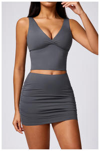 Ropa Deportiva Aoyema al por Mayor Personalizada para Mujer, Nuevo Estilo, Top Corto Ajustado de Moda, Suave, para Fitness, Yoga, Color Sólido, Elástico - Product Image 2