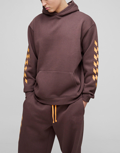 Ensemble de survêtement streetwear personnalisé pour homme, 100 % coton molletonné épais, respirant, vêtements d'hiver, motif color block - Product Image 2