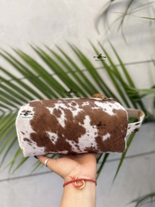 New Designer Cowhide Leather Toiletry <b>Organizer</b> Shaving Kit Man Women Hair on Hide Travel Cosmetic Bags <b>Makeup</b> Bags - Product Image 2