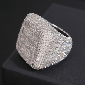 VVS Moissanite Geometric <b>Ring</b> 92.5% <b>Silver</b> Black Rhodium Gold Plated Hiphop Unisex <b>Men</b> Women Children Daily Wedding Jewelry - Product Image 4