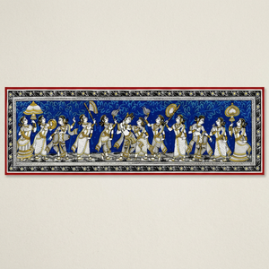 Artisanat traditionnel indien Pattachitra représentant le Seigneur Krishna en procession royale - Décoration murale pour salon intérieur - Product Image 5