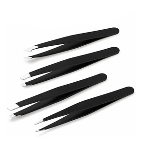 Juego de Pinzas Profesionales para Cejas de Acero Inoxidable con Estuche de Cuero PU, Pinzas de Precisión con Punta Inclinada, Plana y Angulada para Depilación - Product Image 2