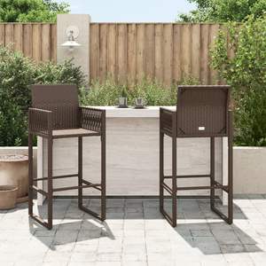 Tabouret de bar de jardin en rotin PE marron avec structure en acier thermolaqué, taille standard - Product Image 3