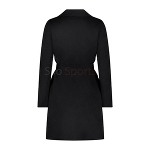 ไซโลเสื้อโค้ทยาวผ้าวูลถักสีดำของผู้หญิงเสื้อโค้ทยาวผ้าถักผ้าวูลขนาดพลัสไซส์2025 OEM - Product Image 2