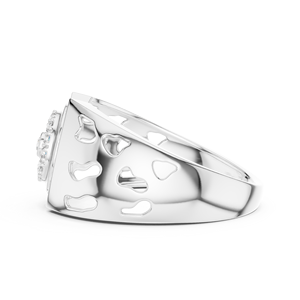 REGAL SHIELD LAB GROWN DIAMOND <b>RING</b> <b>SET</b> in 18KT SOLID WHITE <b>Gold</b> with SIDE STONE BRILLIANT CUT Engagement Wedding DAILY for MEN - Product Image 2