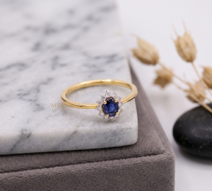 Precious Natural <b>Blue</b> Sapphire Diamond Gemstone 14k Solid Yellow Gold Handmade IGI Certified Classic Women Engagement <b>Rings</b> - Product Image 2