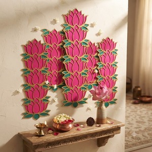 Traditional Handcrafted Wooden Lotus <b>Wall</b> <b>Sticker</b> Border Panel Diwali Wedding Home <b>Decor</b> MDF From Rajasthan - Product Image 4