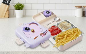 Lonchera cuadrada de plástico con diseño de pollito de dibujos animados para niños, lonchera de acero inoxidable, contenedor de almacenamiento de alimentos, caja de almacenamiento. - Product Image 6