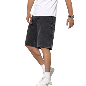 Shorts en jean noir pour homme, coupe ample, longueur genou, style streetwear décontracté, cinq poches, 100% coton, ODM, mode estivale, délavé, respirant - Product Image 1