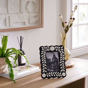 Luxury <b>Black</b> Bone Inlay Wooden <b>Photo</b> <b>Frame</b> Handmade Floral Picture <b>Frame</b> Decorative Tabletop Desktop Display <b>Frame</b> Home Office - Product Image 5