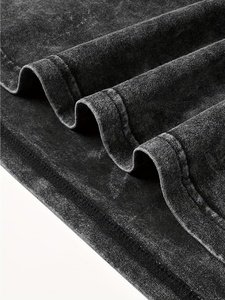 Custom Logo Washed Unisex Acid Wash <b>Oversized</b> T-<b>Shirt</b> Casual Blank Streetwear Black 100% Cotton Regular Length Solid Color - Product Image 4