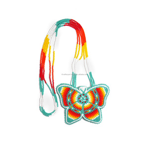 Collar de mariposa con cuentas de semillas chapadas en oro de alta calidad, colgante geométrico étnico/bohemio tradicional con cuentas, regalo romántico para joyería - Product Image 1