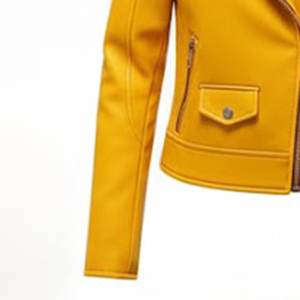 แจ็คเก็ตผู้หญิงสีเหลืองพิมพ์โลโก้ตามสั่งแบบใหม่ แจ็คเก็ตทันสมัย แจ็คเก็ตหนังแท้คลาสสิกสำหรับฤดูหนาว สไตล์สตรีทแวร์ - Product Image 6