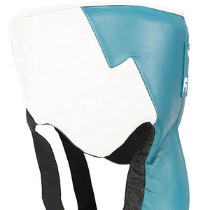 Protège-guêtres en cuir blanc et bleu de qualité supérieure, confortables, durables, personnalisables, toutes tailles, pour compétitions, avec logo personnalisé - Product Image 2