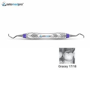 Cureta Periodontal Premium Gracey 17/18, Estándar y Rígida, de Acero Inoxidable, Instrumento Dental para Raspado y Planificación de Raíces, OEM Zetomed - Product Image 1