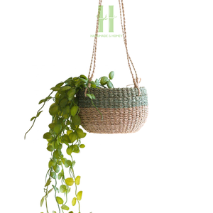 ตะกร้าหญ้าทะเลธรรมชาติแขวนกระถางปลูกต้นไม้สำหรับตกแต่งห้องกระถางดอกไม้ดีไซน์หลากหลายงานแฮนด์เมดจากเวียดนาม - Product Image 6