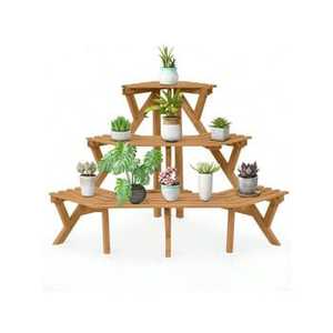 Support pour plantes en bois de bouleau, étagères à plusieurs niveaux, pour l'intérieur et l'extérieur, support de présentation pour pots de fleurs, décoration moderne pour la maison - Product Image 1