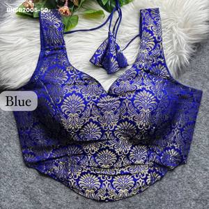 Blouse sans manches de style corset, de qualité supérieure, en tissu King Khab Banarasi, avec un motif de tissage Zari et une finition en tricot, exportateur indien - Product Image 3