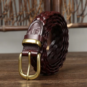 Ceinture en cuir rétro pour hommes, ceintures en cuir tressées à la main tendance pour femmes et ceintures en jean - Product Image 1