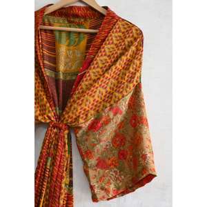 Long Silk Patchwork <b>Kimono</b> Robe for Women, Luxury Boho Designer Nightwear Gown, Fashion Robe - Product Image 4