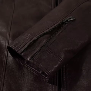แจ็คเก็ตหนังทรงสลิมสำหรับผู้ชาย สไตล์ไฮสตรีท คอตั้ง น้ำหนักเบา ปิดด้วยซิป เหมาะสำหรับฤดูหนาว รับผลิตแบบ OEM - Product Image 5