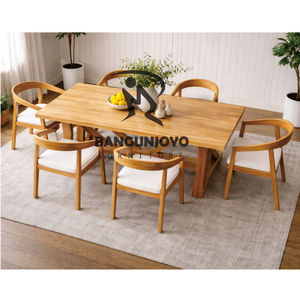 Modern Design Eco-Friendly Adjustable Teak Wood <b>Dining</b> <b>Table</b> and Chair Set for Apartments and Villas - Product Image 2