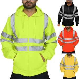 Sudadera con Capucha Reflectante Negra para Hombre, Ropa de Trabajo de Alta Visibilidad, Chaqueta de Seguridad con Rayas Plateadas para Uso Industrial - Product Image 5