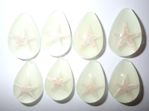 Starfish Real Specimen Plastic Cabochon Pear Shape Cut <b>Top</b> 33x22 mm Glow Flat Bottom for Crafts and Jewelry Making - Product Image 6
