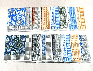 Hand Block Print Square Cotton <b>Bandana</b> Scarf 21X21 Inches Handmade Breathable Skin-Friendly Casual Soft Headwrap Neckerchief - Product Image 4