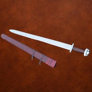Handmade Custom Carbon Steel Straight Edge Spear Point Blade <b>Wood</b> <b>Wrapped</b> Handle Knife with Scabbard DIY Grade 32 Inches - Product Image 6