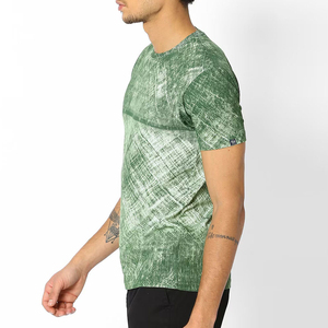 Men's Green Solid <b>Raglan</b> Sleeve T-Shirt Regular Fit O-Neck Casual Knitted Front Acid Wash Breathable Quick Dry 100% Cotton <b>Top</b> - Product Image 2