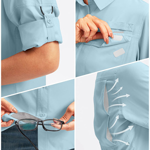 Elegantes Camisetas de Pesca de Tela para Mujer, Transpirables, de Poliéster y Spandex, Ropa Deportiva para Pesca - Product Image 5