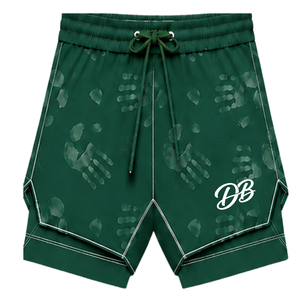 Short de bain vert foncé et blanc, léger, séchage rapide, respirant, avec cordon de serrage à la taille, pour l'entraînement, la performance, la natation et le sport - Product Image 1