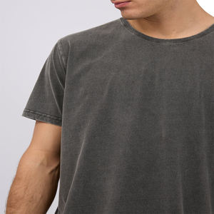 T-shirt d'été vierge en coton épais pour homme, coupe oversize à épaules tombantes, col rond, manches courtes, personnalisable, vente en gros - Product Image 2
