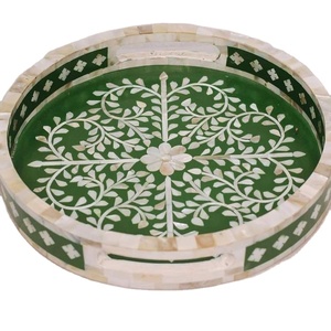 Bandeja de servicio de madera con incrustaciones de madreperla, tamaño personalizado, diseño minimalista hecho a mano, uso multifuncional para el hogar y el restaurante - Product Image 6