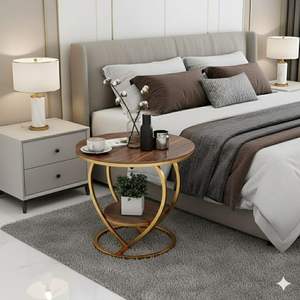 โต๊ะข้างรูปหัวใจ โครงโลหะ โต๊ะข้างแบบดั้งเดิม เป็นมิตรกับสิ่งแวดล้อม ทนทาน ไม้เอ็นจิเนียร์ลายหินอ่อน เฟอร์นิเจอร์ห้องนั่งเล่น - Product Image 2