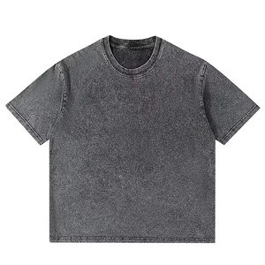 เสื้อยืดโอเวอร์ไซส์ผู้ชาย OEM ผ้าฝ้าย 100% 275 กรัม ขายส่ง เสื้อยืดสตรีทแวร์ฮิปฮอป ลายกราฟิกวินเทจ ล้างสีแบบแอซิดวอช เสื้อยืดเปล่าสีพื้น - Product Image 3