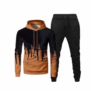 Ensemble de survêtement 2 pièces personnalisé par sublimation pour homme : sweat à capuche et pantalon de jogging motif forêt - Product Image 1