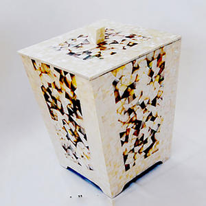 Boîte artisanale en nacre, bijoux en coquillages exclusifs, organisateur de bureau rectangulaire avec incrustation mosaïque en bois - Product Image 2