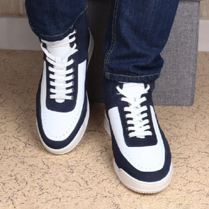 Bottes décontractées pour hommes bleues et blanches, chaussures modernes bicolores, design confortable à la cheville, idéales pour les voyages, la marche et le streetwear - Product Image 5