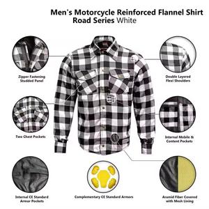 Custom CE Armored Motorcycle <b>Flannel</b> Riding Shirt Summer Breathable Windproof Anti-UV Flame-Retardant % Cotton Reinforced - Product Image 3