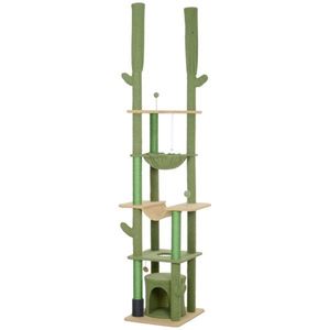 Lussuoso Tiragraffi Grande per Gatti in Legno Massello Moderno e Cuccia Interna per Animali Domestici con Giocattoli per Arrampicata - Product Image 3