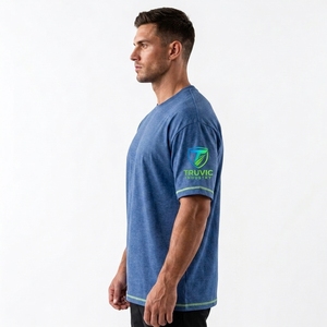 Neck 100% cotton Over Size T-shirts loose fit, printed Custom Over Size T-shirts Men Cotton Heavyweight <b>Plain</b> Oversized Mock - Product Image 6