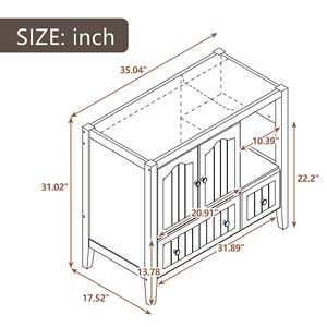 Solo lavabo da bagno da 36 pollici, struttura in legno massello e pannelli in MDF, bianco - Product Image 6