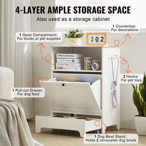 ที่วางชามอาหารสุนัข2ชั้นพร้อมตู้เก็บของเล่นและอาหาร - Product Image 3