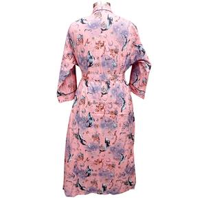 Bata Kimono Larga de Algodón 100% con Estampado Floral Ecológico para Mujer, Suave y Transpirable, con Cinturón - Product Image 6