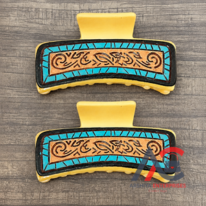 New Latest Style Fashion Elegant Large Hand <b>Tooled</b> Leather Hair Claws Personalized Custom Size Claw <b>Clip</b> for Women's Daily Use - Product Image 1
