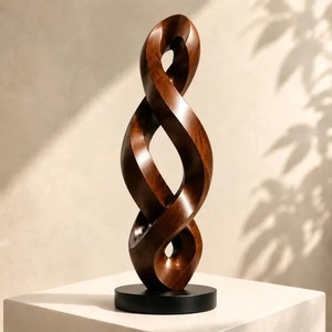 Sculpture abstraite en bois moderne, faite à la main, décoration artistique pour table, ornement pour salon - Product Image 1