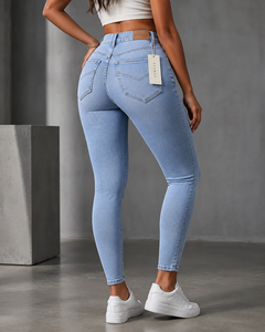 FANKES - Jeans de Mezclilla para Mujer, Cintura Alta, Azul Oscuro, Corte Recto, Estilo Vintage, Largos, Casuales, Impermeables, Transpirables, Tejido de Lona, para Otoño, OEM - Product Image 5
